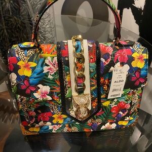 NWT Aldo Vibrant Floral and Animal Print Satchel/Handbag